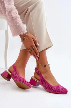 Czółenka Na Obcasie Klocku Fuksja Gemifa