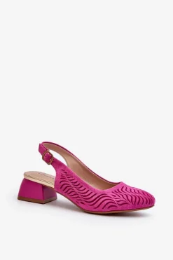 Czółenka Na Obcasie Klocku Fuksja Gemifa