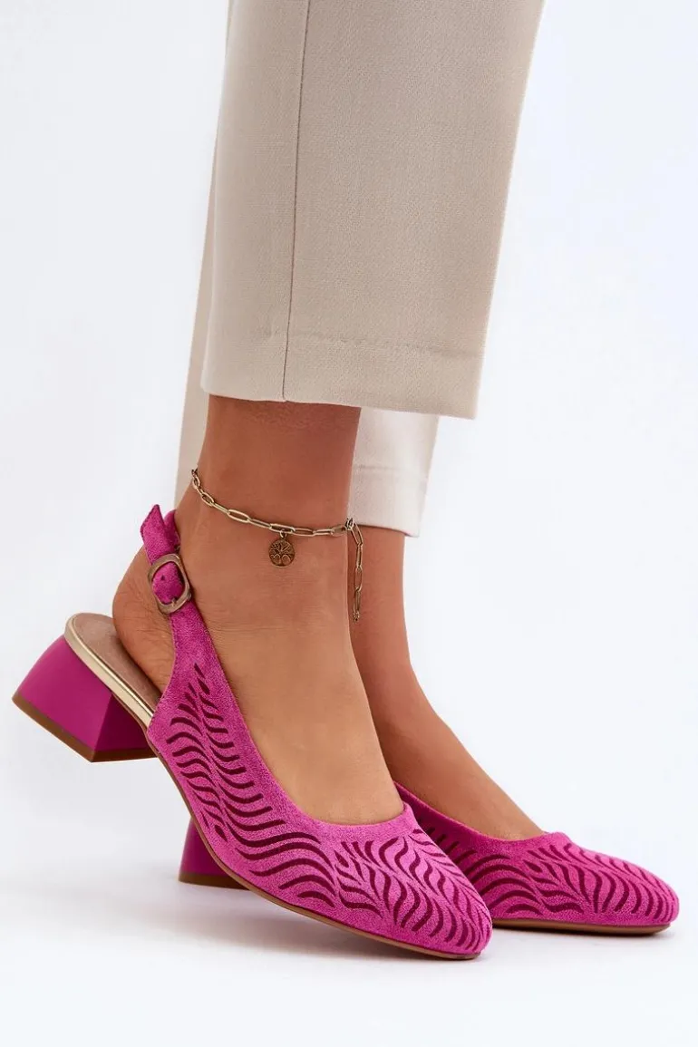 Czółenka Na Obcasie Klocku Fuksja Gemifa