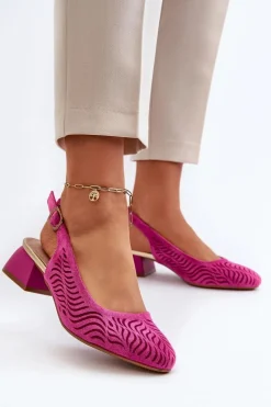 Czółenka Na Obcasie Klocku Fuksja Gemifa