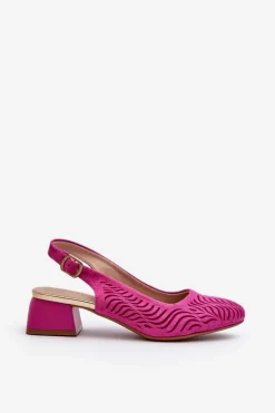 Czółenka Na Obcasie Klocku Fuksja Gemifa