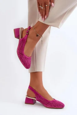 Czółenka Na Obcasie Klocku Fuksja Gemifa