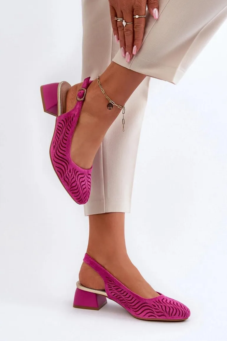 Czółenka Na Obcasie Klocku Fuksja Gemifa