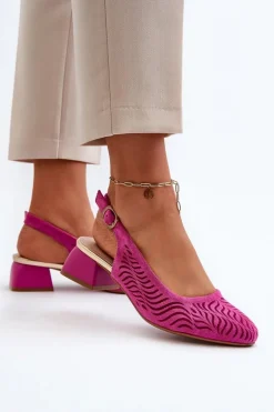 Czółenka Na Obcasie Klocku Fuksja Gemifa