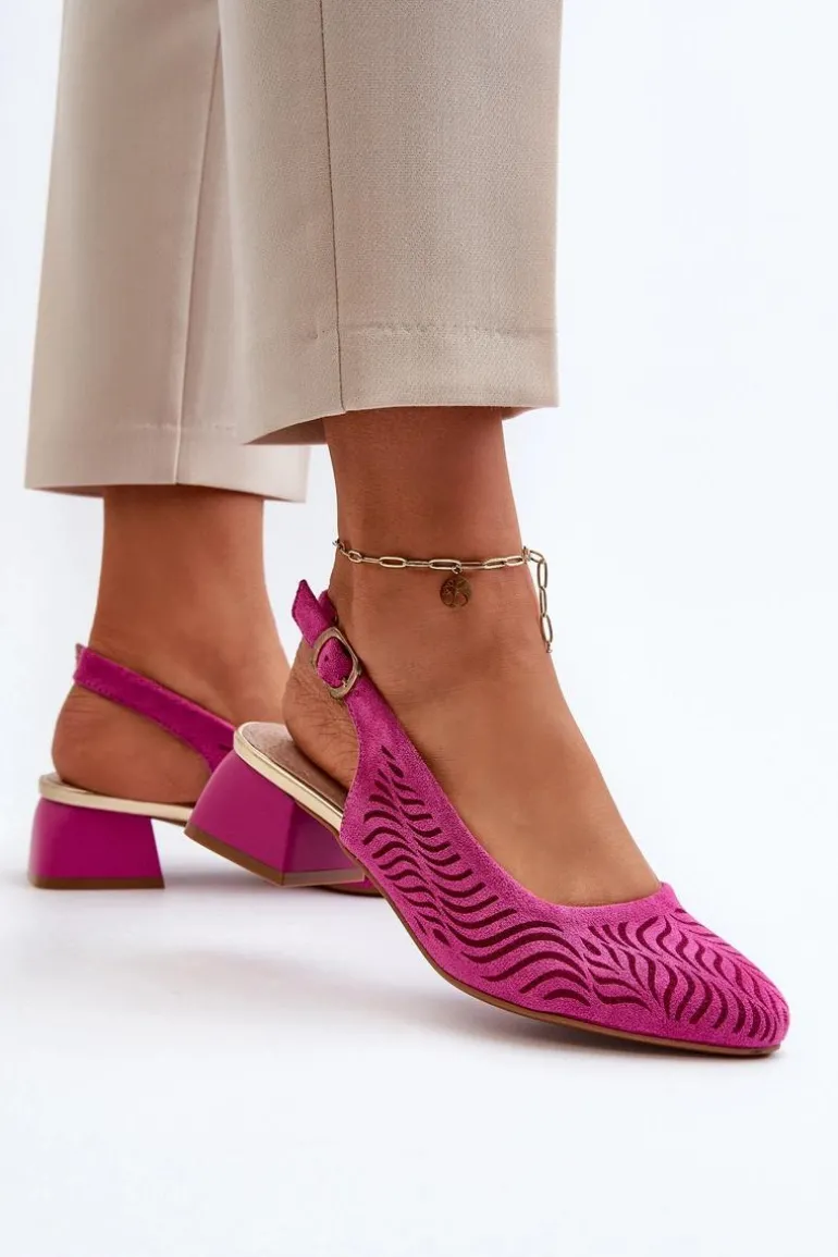 Czółenka Na Obcasie Klocku Fuksja Gemifa
