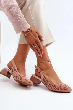 Czółenka Na Obcasie Klocku Różowe Gemifa