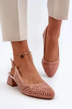 Czółenka Na Obcasie Klocku Różowe Gemifa