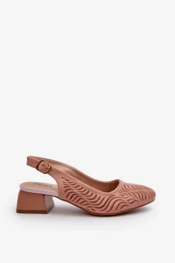 Czółenka Na Obcasie Klocku Różowe Gemifa