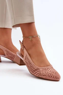 Czółenka Na Obcasie Klocku Różowe Gemifa