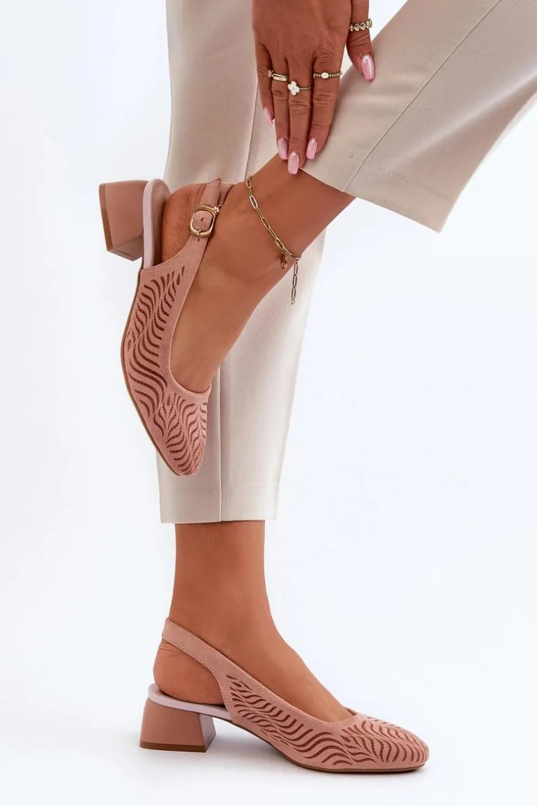 Czółenka Na Obcasie Klocku Różowe Gemifa