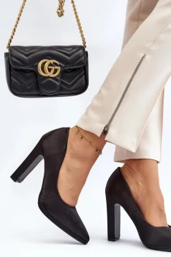 Czółenka Na Słupku Czarne Piatti