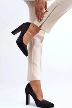 Czółenka Na Słupku Czarne Piatti