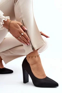 Czółenka Na Słupku Czarne Piatti