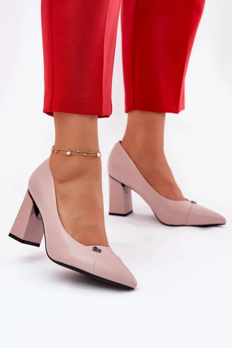 Czółenka Na Słupku Eleganckie Vinceza 62224 Różowe