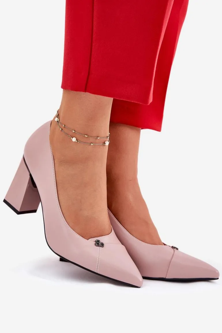 Czółenka Na Słupku Eleganckie Vinceza 62224 Różowe