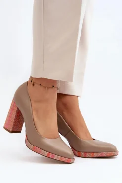 Czółenka Na Słupku Laura Messi 2746 Beżowe