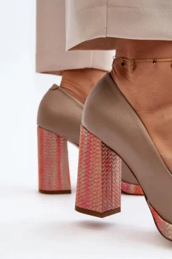 Czółenka Na Słupku Laura Messi 2746 Beżowe