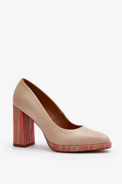 Czółenka Na Słupku Laura Messi 2746 Jasnobeżowe