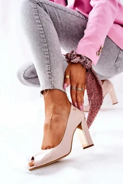 Czółenka Na Słupku Monnari 0780-015 Beżowe