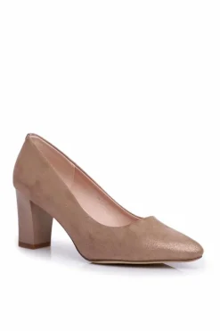 Czółenka Na Słupku Sergio Leone PB403 Połyskujące Beżowe