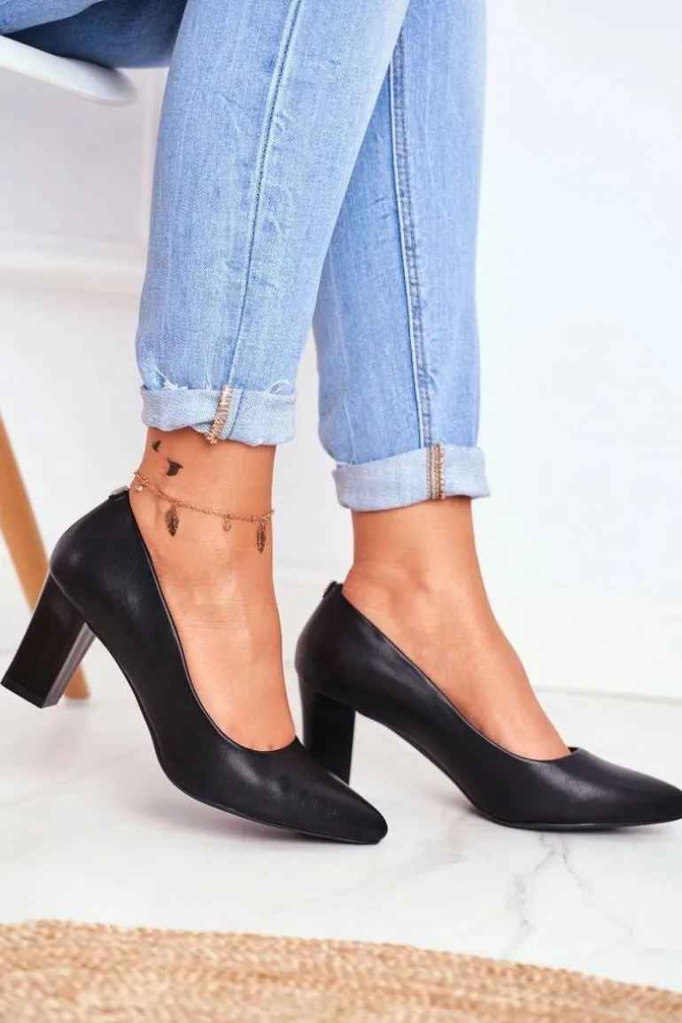 Czółenka Na Słupku Sergio Leone PB403 Czarne