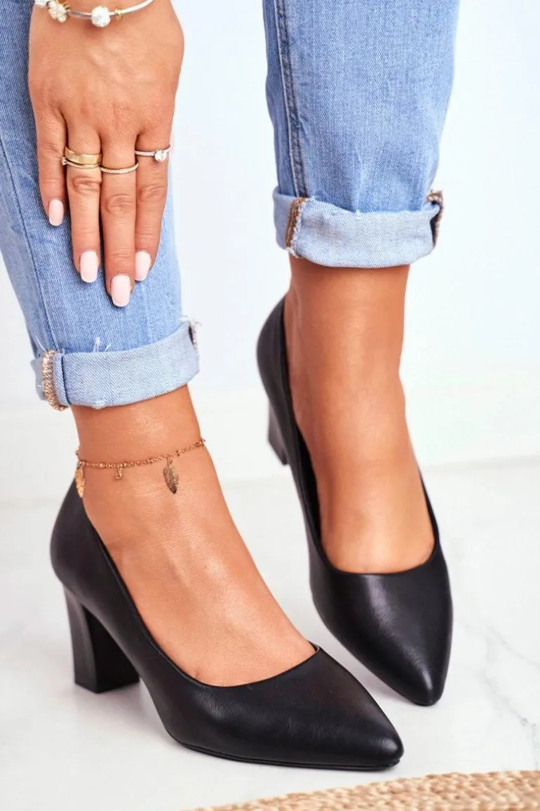 Czółenka Na Słupku Sergio Leone PB403 Czarne