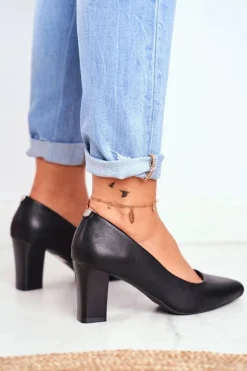 Czółenka Na Słupku Sergio Leone PB403 Czarne