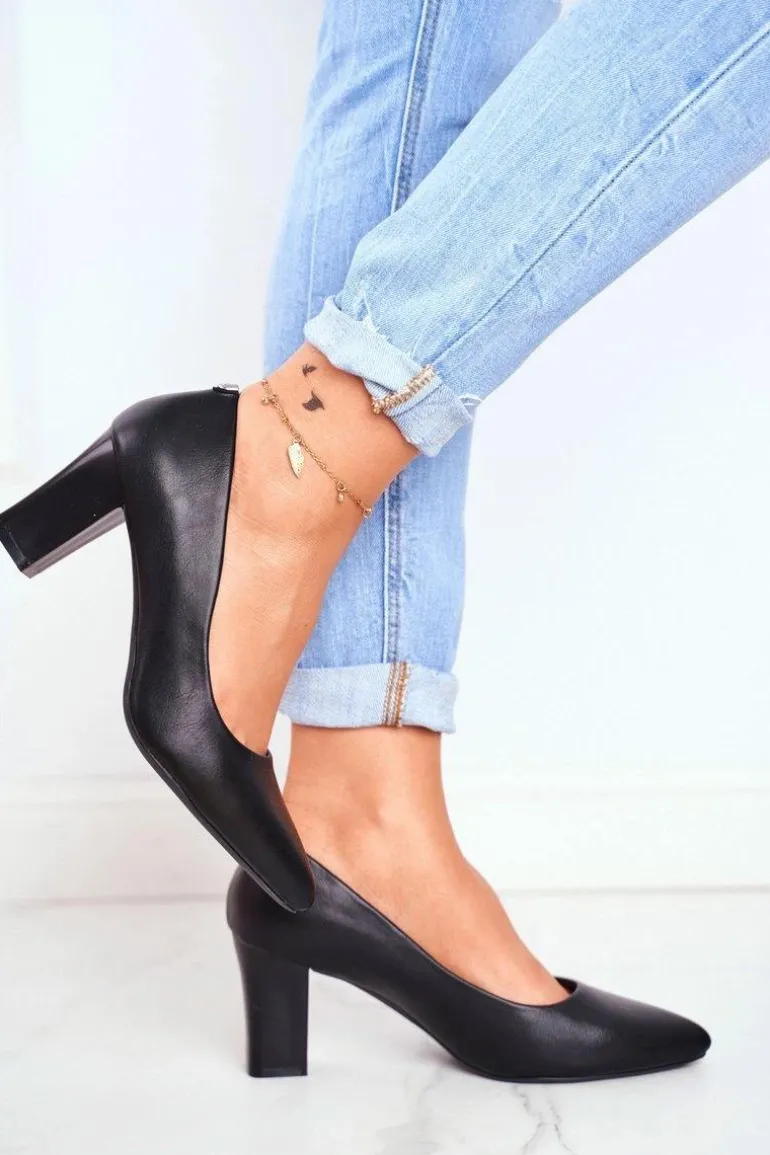 Czółenka Na Słupku Sergio Leone PB403 Czarne