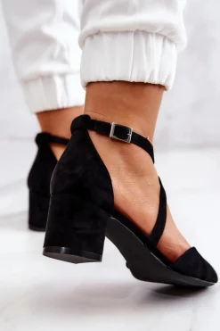 Czółenka Na Słupku Sergio Leone SK824 Czarne