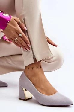 Czółenka Na Słupku Szare Stelloria