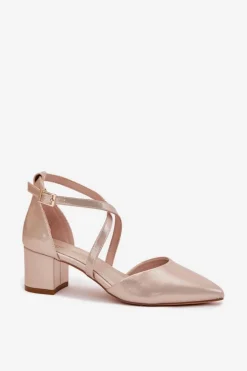 Czółenka Na Słupku Z Eko Skóry Sergio Leone SK830 Złote