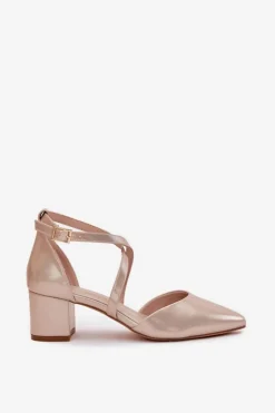 Czółenka Na Słupku Z Eko Skóry Sergio Leone SK830 Złote