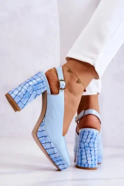 Czółenka Skórzane Maciejka 05441-06 Niebieskie