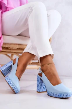 Czółenka Skórzane Maciejka 05441-06 Niebieskie