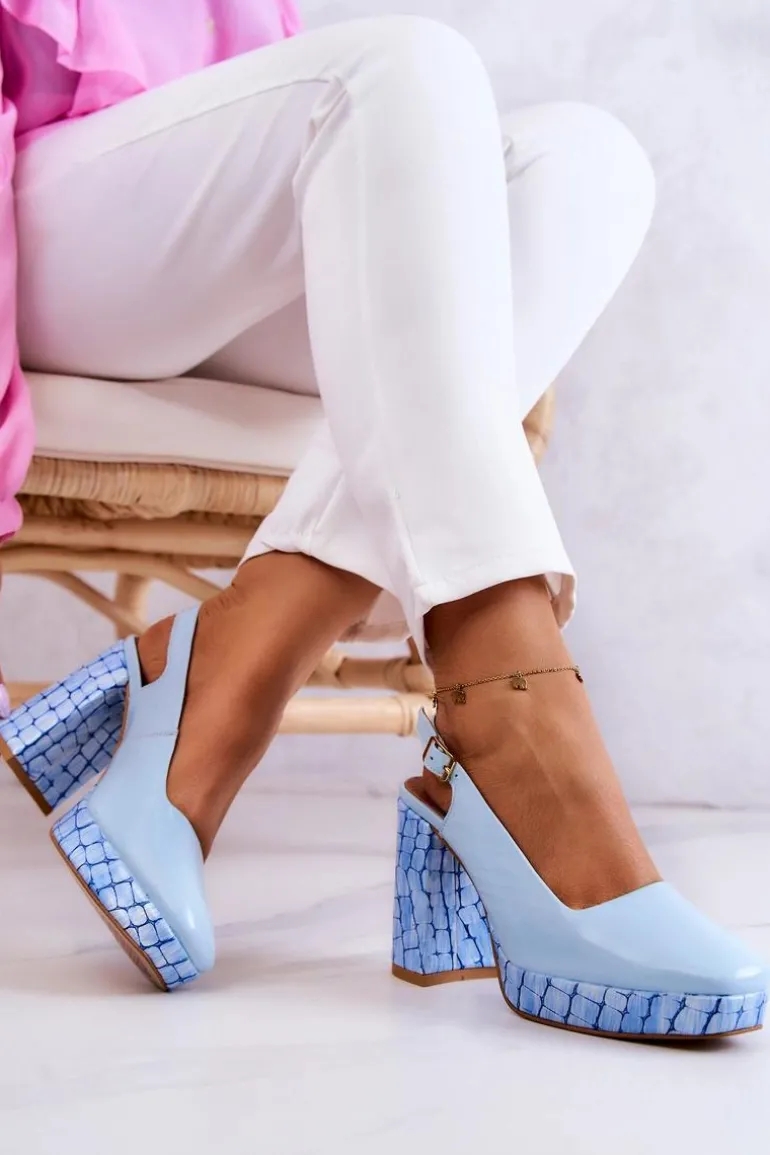 Czółenka Skórzane Maciejka 05441-06 Niebieskie