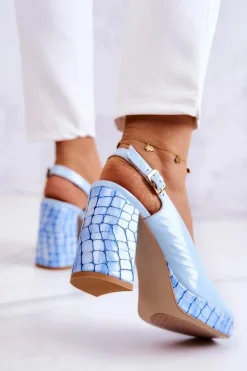 Czółenka Skórzane Maciejka 05441-06 Niebieskie