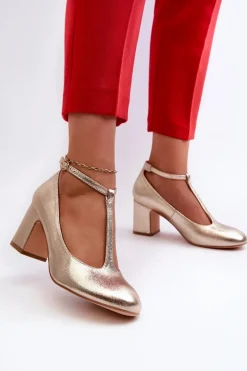 Czółenka Z Eko Skóry Na Słupku Złote Raniyah