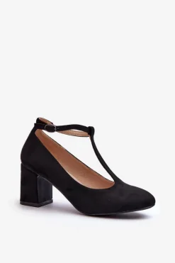 Czółenka Z Eko Zamszu Na Słupku Czarne Raniyah