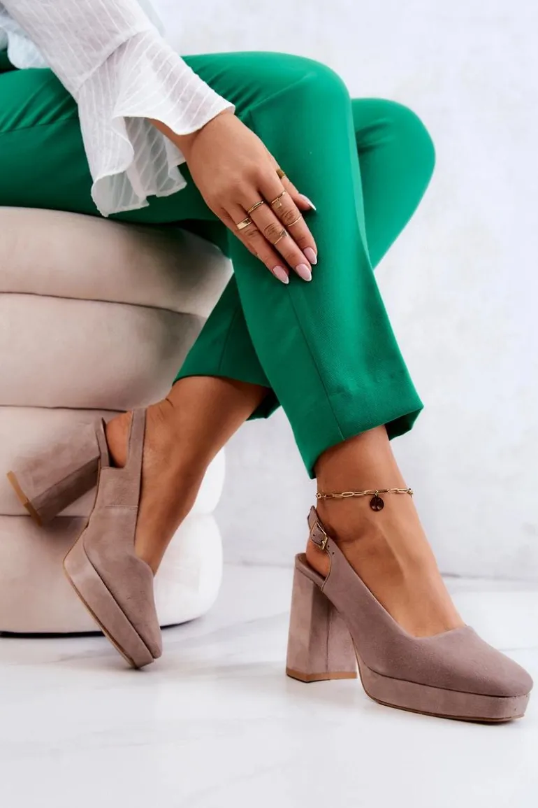 Czółenka Zamszowe Maciejka 05441-10 Beżowe