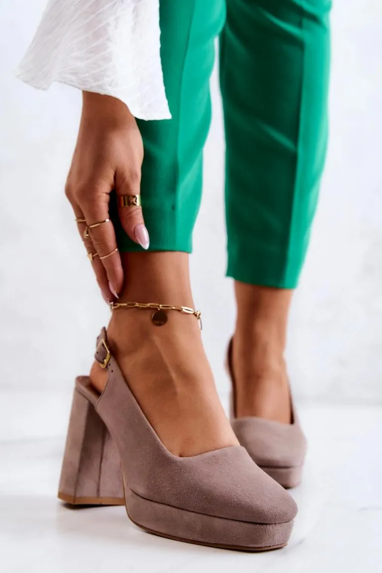 Czółenka Zamszowe Maciejka 05441-10 Beżowe