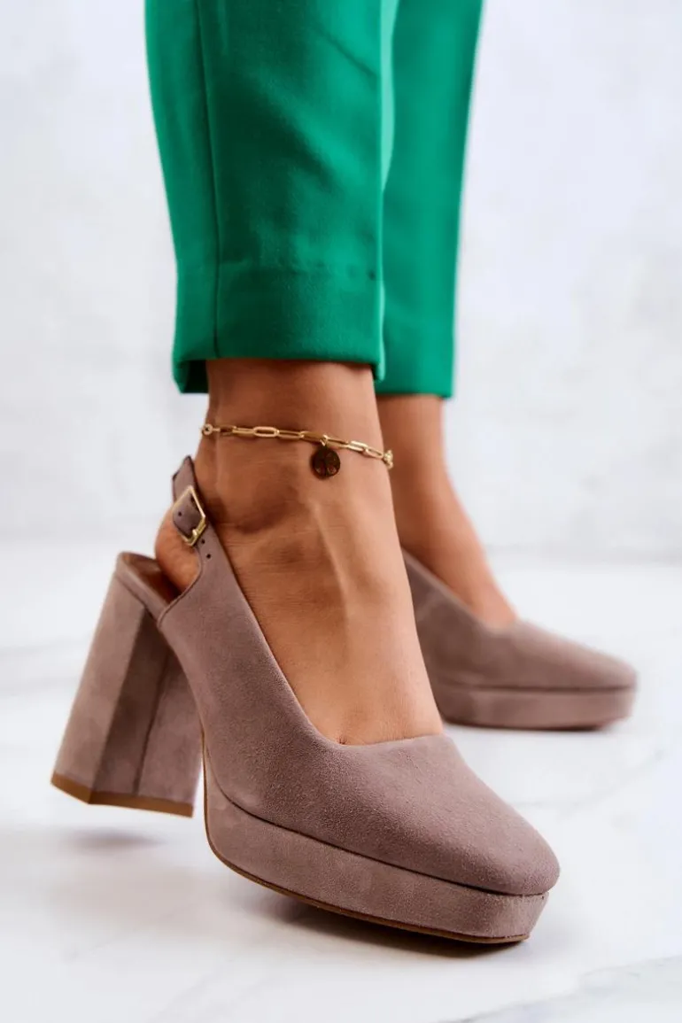 Czółenka Zamszowe Maciejka 05441-10 Beżowe