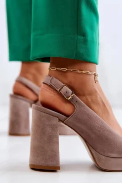 Czółenka Zamszowe Maciejka 05441-10 Beżowe