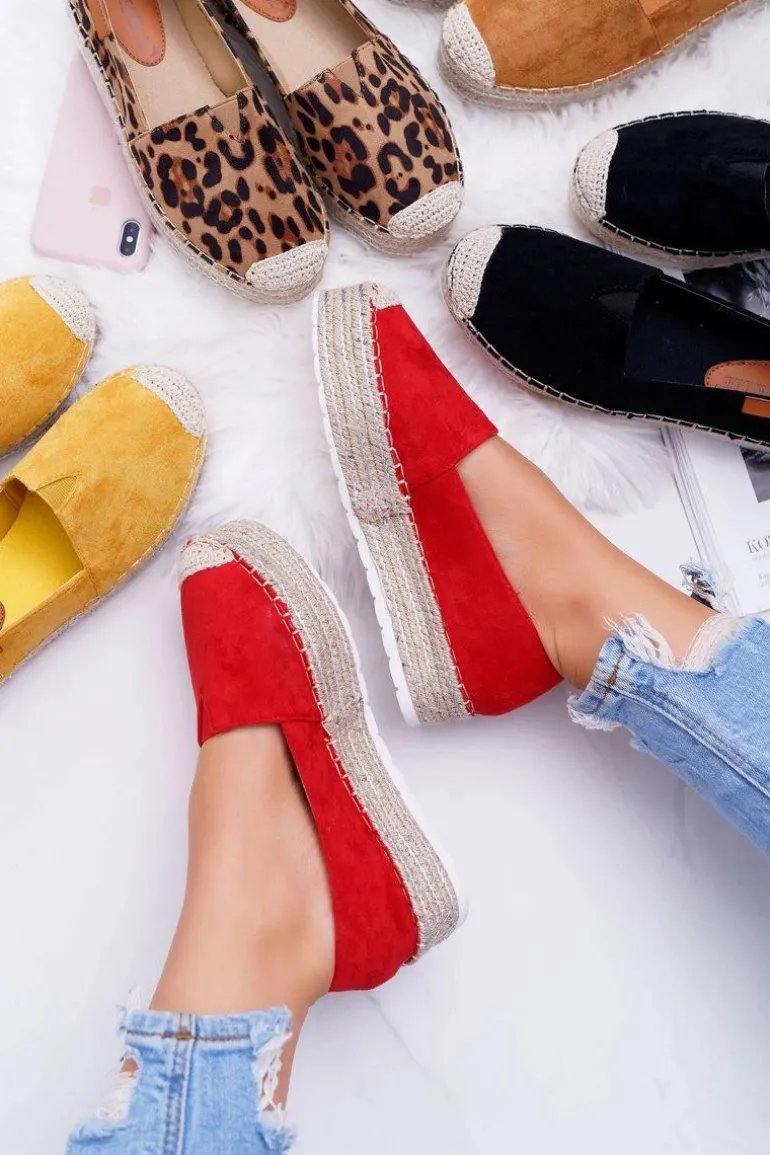 Czerwone Wsuwane Zamszowe Espadryle Mariako