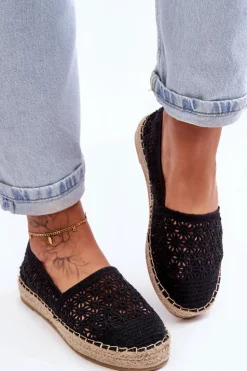 Damskie Ażurowe Espadryle Czarne One Lover