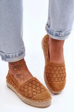 Damskie Ażurowe Espadryle Camel One Lover