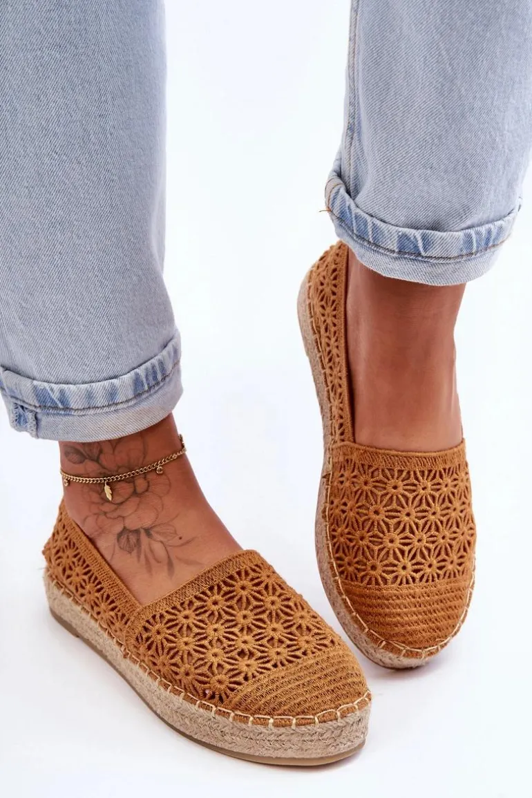 Damskie Ażurowe Espadryle Camel One Lover