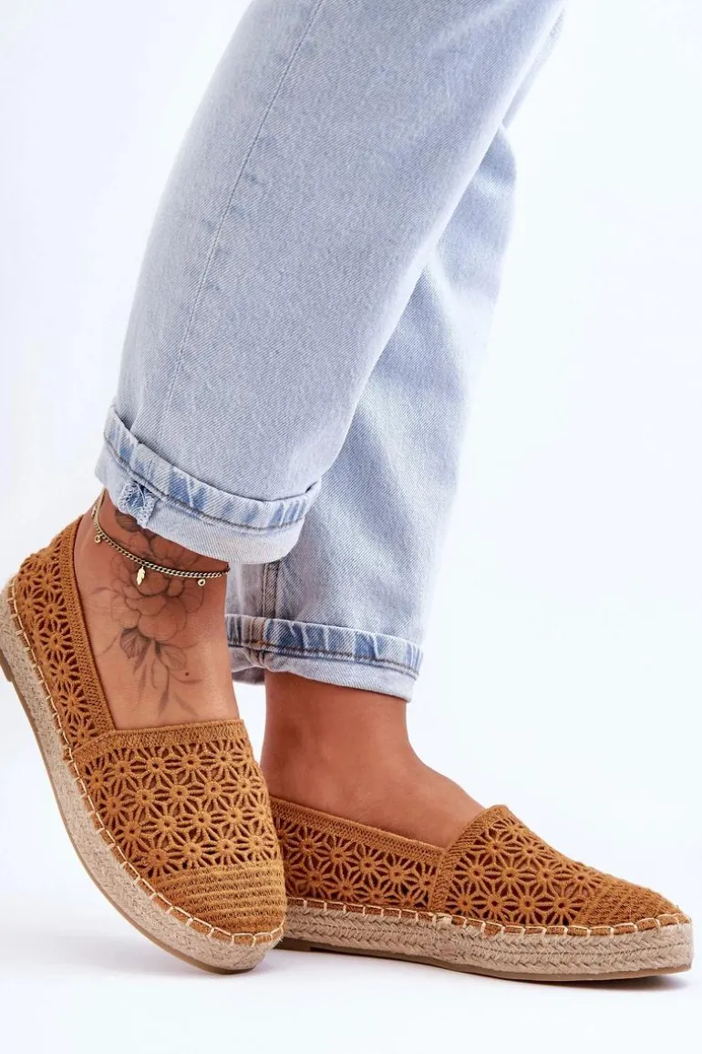 Damskie Ażurowe Espadryle Camel One Lover