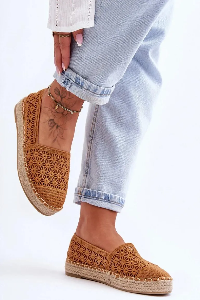 Damskie Ażurowe Espadryle Camel One Lover