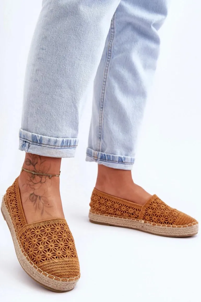 Damskie Ażurowe Espadryle Camel One Lover