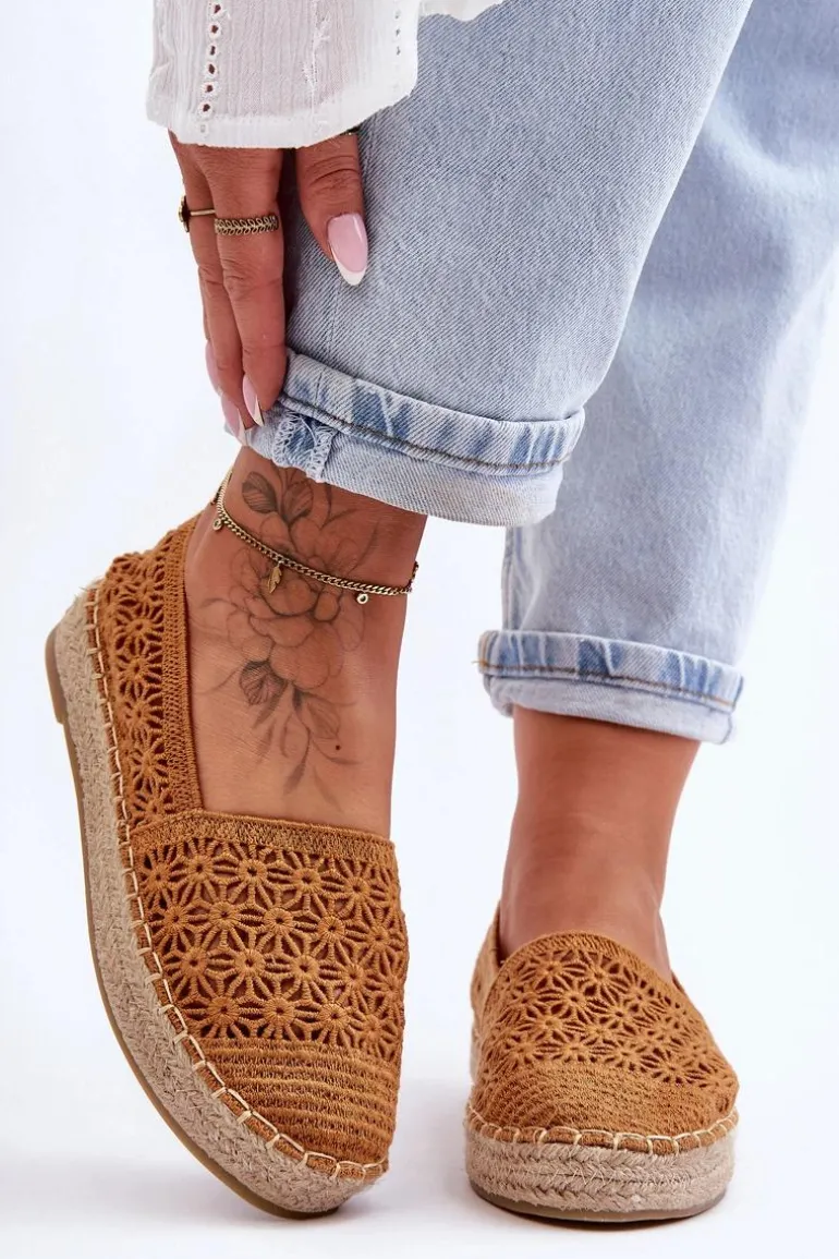 Damskie Ażurowe Espadryle Camel One Lover